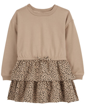 Toddler Leopard Ruffle Long-Sleeve Dress, 