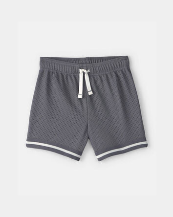 Toddler Boy Stripe Mesh Active Shorts - Grey, 