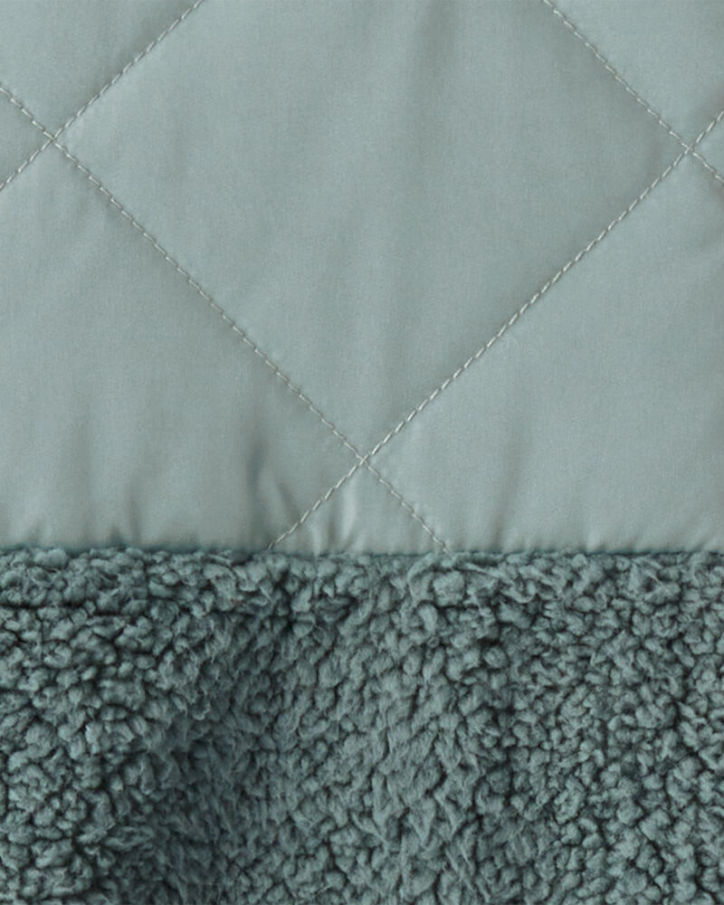 Boys Long-Sleeve Midweight Quilted Sherpa Jacket - Green, image 3 of 3 slides