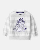 Baby Boy Bluey Striped French Terry Pullover - Grey, image 1 of 3 slides