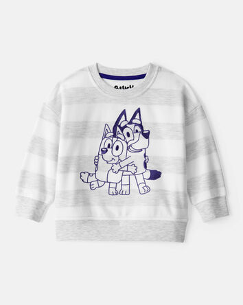 Baby Boy Bluey Striped French Terry Pullover - Grey, 