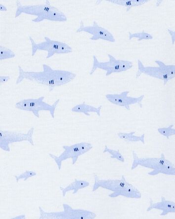 Baby Boy 1-Piece Shark Print 100% Snug Fit Cotton Footie Pajamas - Blue, 