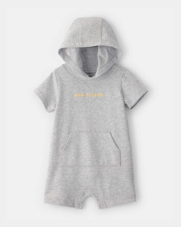 Baby Boy 'Main Squeeze' Short-Sleeve Hooded Romper - Grey, 