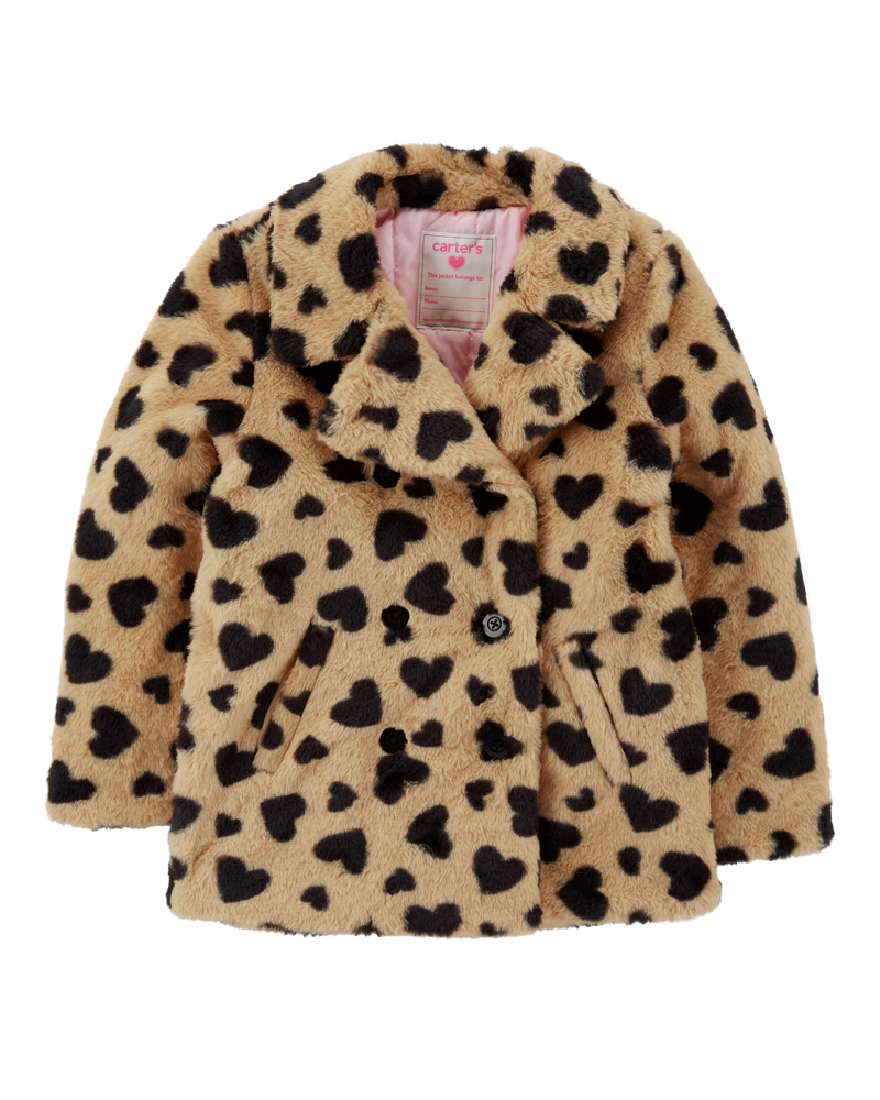Kid Heart Faux Fur Peacoat, image 1 of 3 slides