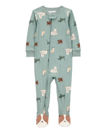 Baby Boy 1-Piece Dog Print 100% Snug Fit Cotton Footie Pajamas - Blue, 