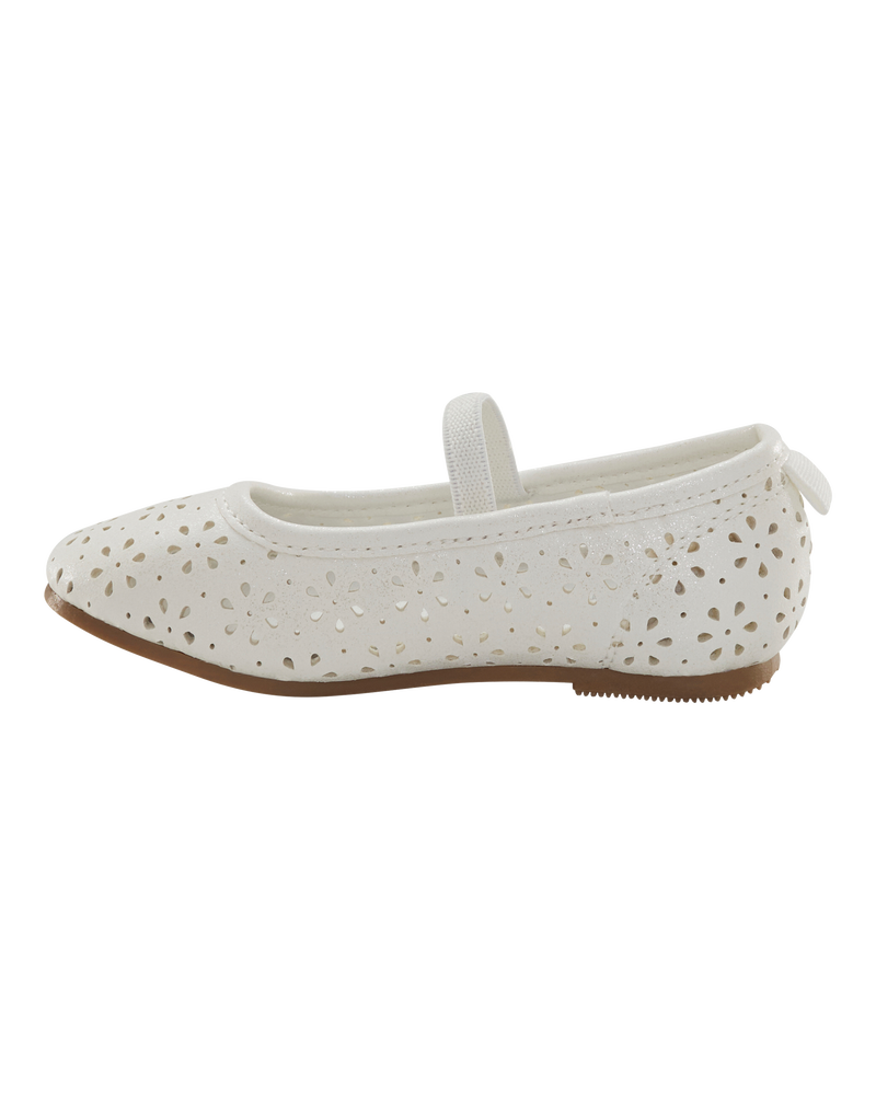 Toddler Floral Ballet Flats - White, image 6 of 7 slides