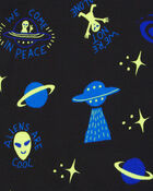 Kid 4-Piece Space Alien 100% Snug Fit Cotton Pajamas, image 4 of 5 slides