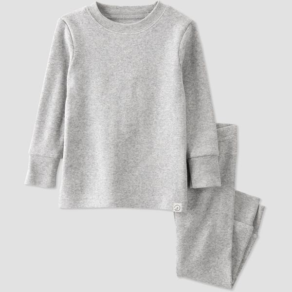 Grey Heather Baby Organic Cotton Ribbed 2Piece Pajamas Set