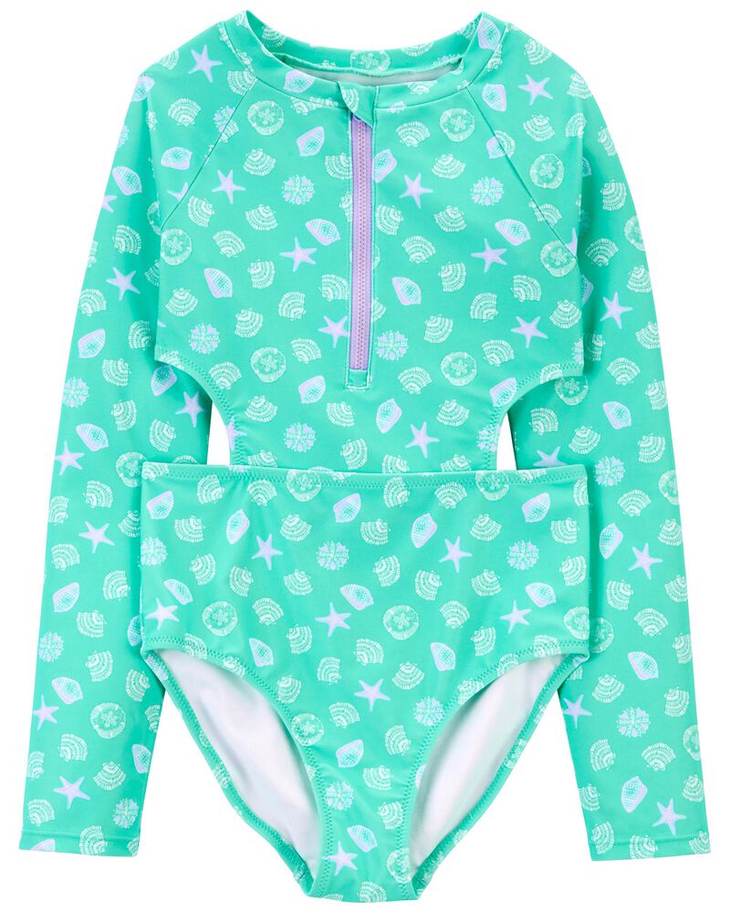 Kid 1-Piece Long Sleeve Cut-Out Swimsuit, image 1 of 4 slides