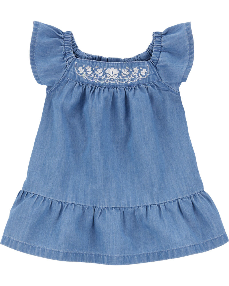 Baby Embroidered Chambray Dress, image 1 of 5 slides