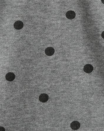 Baby Girl Flutter-Sleeve Polka Dot Long-Sleeve Top - Grey, 