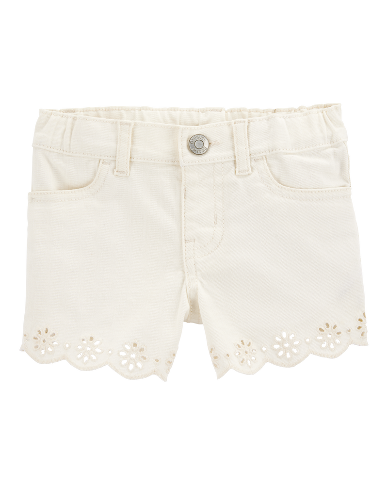 Toddler Iconic Eyelet Short - Cream, image 1 of 7 slides
