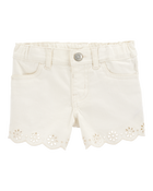 Toddler Iconic Eyelet Short - Cream, image 1 of 7 slides