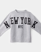 Boys NYC French Terry Pullover Sweatshirt - Grey, image 2 of 4 slides