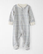 Baby Organic Cotton Sleep & Play Pajamas in Stripes, image 1 of 4 slides