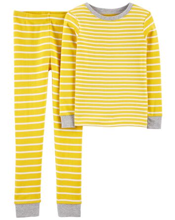 Kid 2-Piece Striped Snug Fit Cotton Pajamas, 