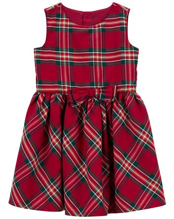 Toddler Plaid Sateen Holiday Dress, 