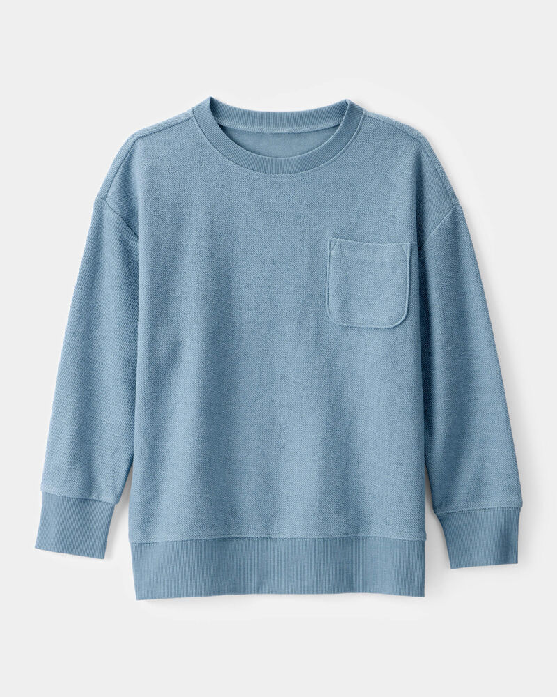 Boys French Terry Pullover Sweatshirt - Blue, image 1 of 3 slides