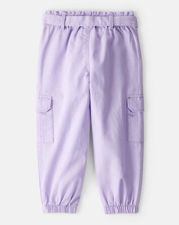 Toddler Girl Cotton Cargo Joggers - Purple, 