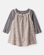 Baby Girl 2-Piece Leopard Leopard Print Long-Sleeve Dress Set, image 1 of 6 slides