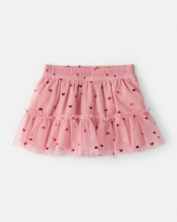 Baby Girl Heart Tulle Skort - Pink, 