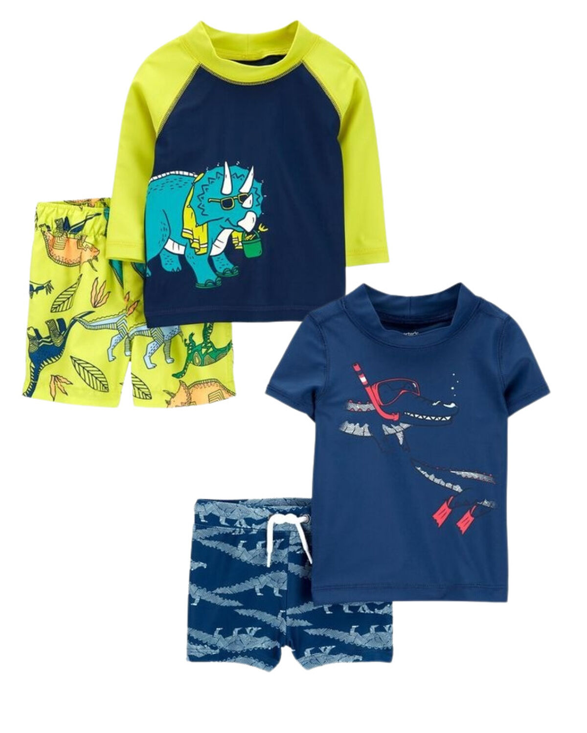 Multi Baby 4Piece Rashguard & Swim Trunk Set