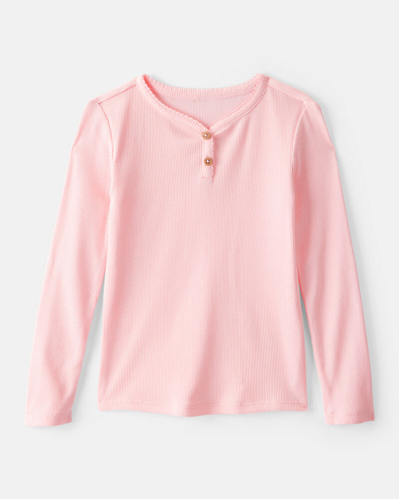 Toddler Girl Cotton Long-Sleeve Henley Top - Pink, image 1 of 3 slides