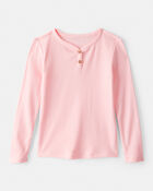 Toddler Girl Cotton Long-Sleeve Henley Top - Pink, image 1 of 3 slides