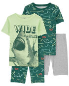 Kid 4-Piece Shark-Print Pajamas Set, image 1 of 4 slides
