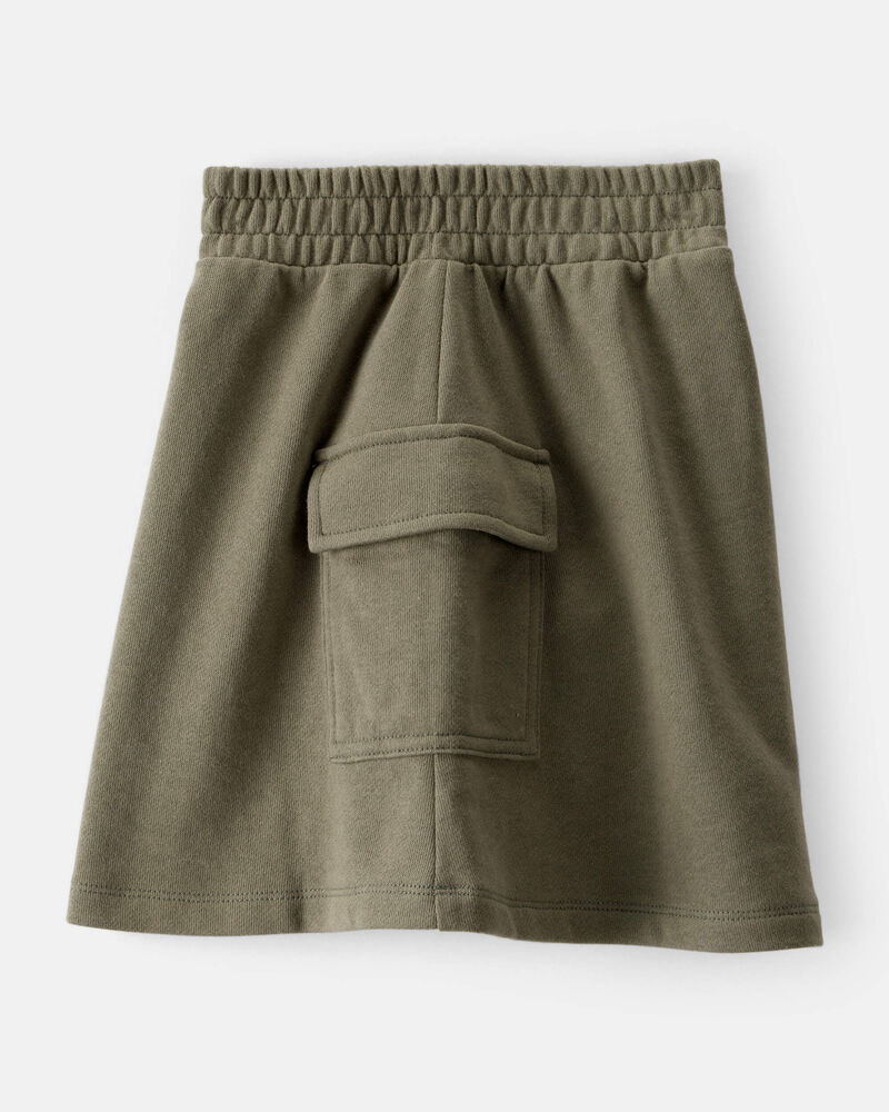 Girls French Terry Cargo Skort - Green, image 2 of 4 slides