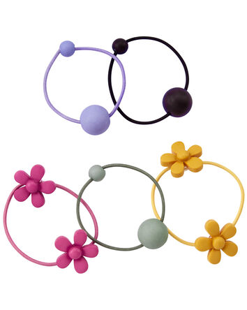 5-Pack Flower Hair Ties, 