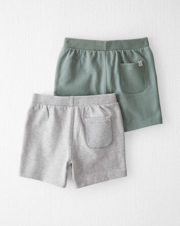 Toddler 2-Pack Organic Cotton Waffle Knit Shorts, 