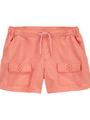 Orange - Kid Woven Cargo Drawstring Shorts