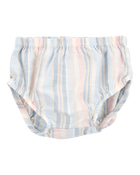 Baby Striped Linen Look-Alike Flutter Sleeves Dress, image 3 of 5 slides