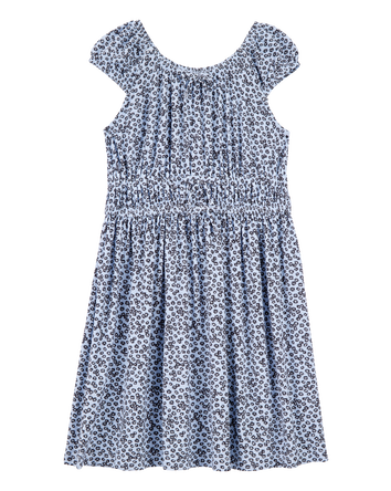 Kid Floral Short-Sleeve Dress - Blue, 