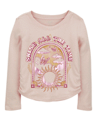 Kid Shine All The Time Foil Long-Sleeve Fashion Top - Tan, image 2 of 4 slides