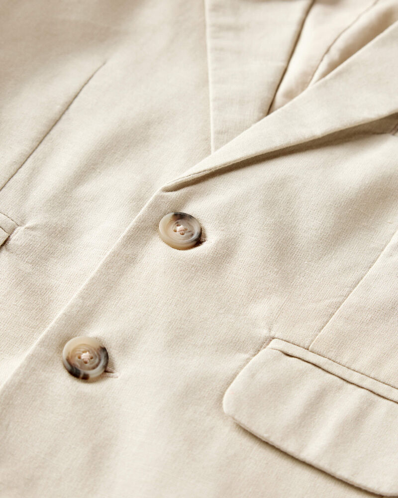 Toddler Linen Blazer Made With Organic Cotton - Khaki, image 2 of 4 slides