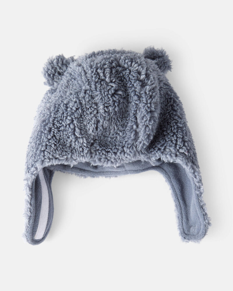 Baby Sherpa Winter Hat & Mittens Set - Blue, image 2 of 3 slides