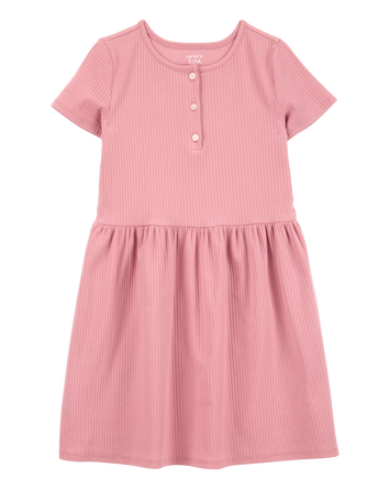 Kid Solid Short-Sleeve Dress - Pink, 