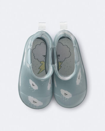 Kid Rainboots in Rain Cloud Print - Pale Blue, 
