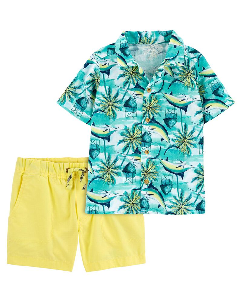 Toddler 2-Piece Tropical Button-Front Shirt & Pull-On Terrain Shorts Set
, image 1 of 8 slides