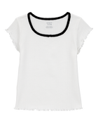 Kid 2-Piece Pointelle Tee & Bow Print Maxi Skirt Set - Black/White, image 3 of 5 slides