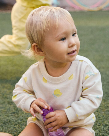 Baby Girl Lemon French Terry Pullover Sweatshirt - Ivory
, 