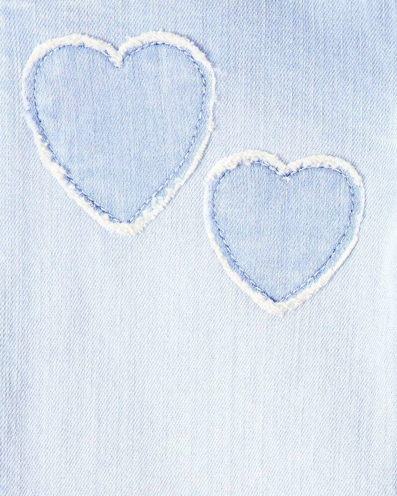 Toddler  Heart Embroidered Iconic Denim Wide Leg Jeans - Cowboy Wash, image 5 of 6 slides