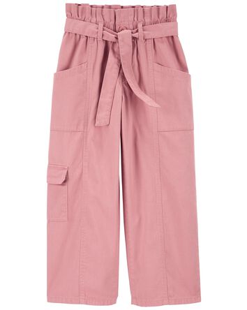 Kid Tie-Waist Paperbag Cargo Pants, 