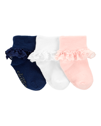 Baby 3-Pack Lace Cuff Socks, 