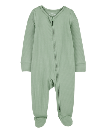 Baby Solid 2-Way Zip PurelySoft Sleep & Play Pajamas - Green, 