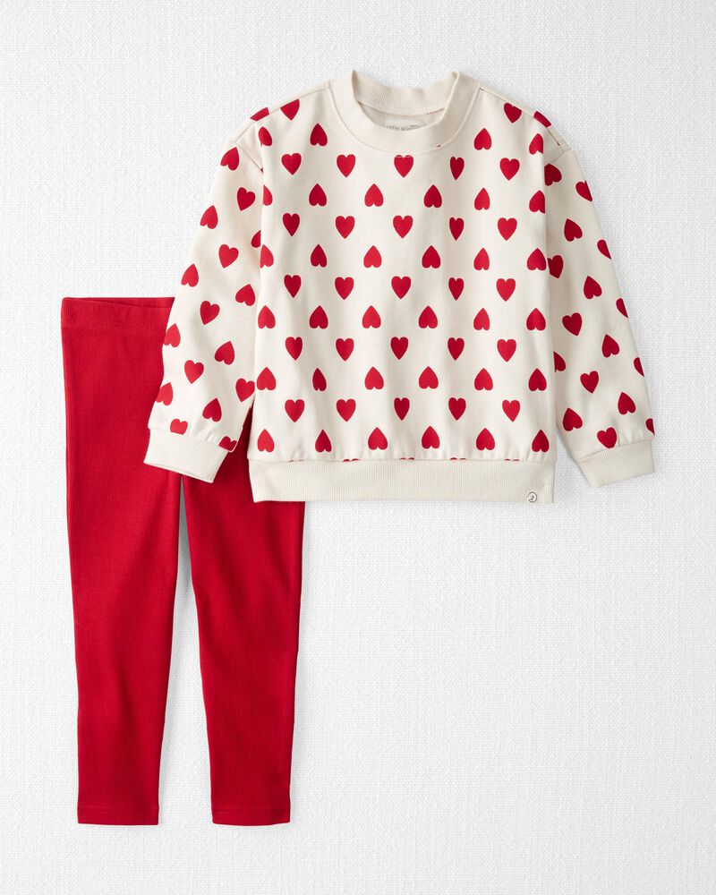 2-Piece Set Made with Organic Cotton in Hearts, image 1 of 4 slides