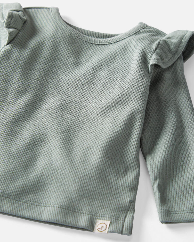 Baby Girl 3-Pack Organic Cotton Rib Flutter Tops, image 2 of 6 slides