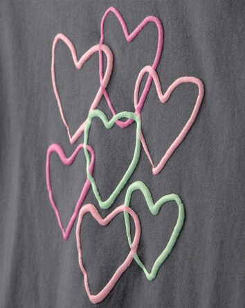 Girls Heart Graphic Tee - Grey, 